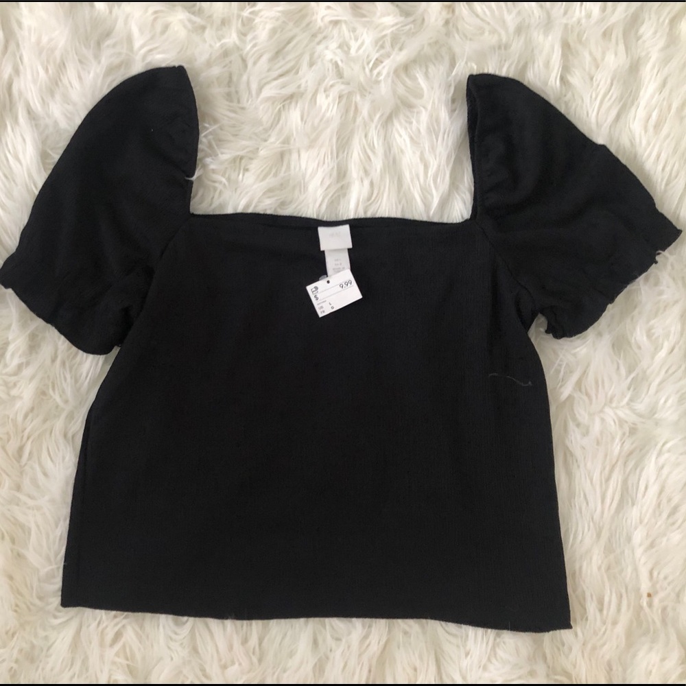 H&M Black puff sleeve blouse